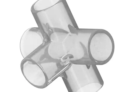 Transparent Five Way Fitting 3D model