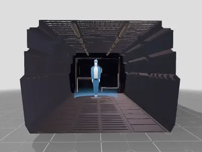 Tile-able Sci-Fi Corridor Low-poly 3D model