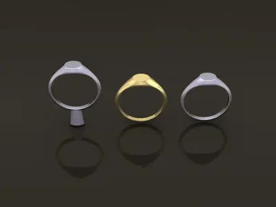 Dainty Thin Signet Ring Round Mix Size 3D print model