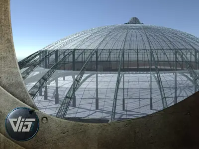 Giant greenhouse Low-poly 3D model