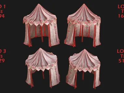 Fair Ukrainian Tent Market Stalls  Low-poly 3D model