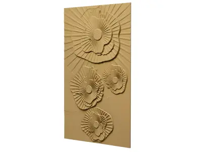 Modern Floral Bas-Relief Wall Decor Set STL Mural CNC 397  3D model