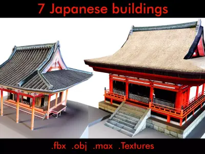 7 Japanese Buildings- Vol 02- 3d Model 3D model