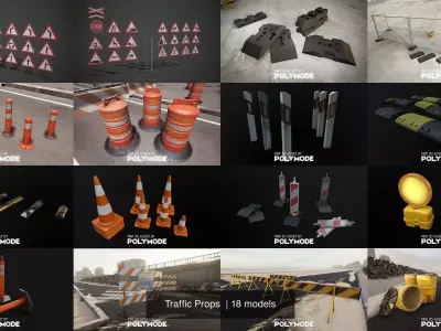 Traffic Props  3D Model Pack