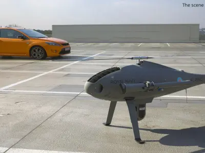  Royal Navy Camcopter Recon Helicopter Grey Rigged for Maya 