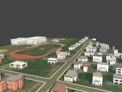 3D Lifesize Textured City Model vol 2 Low-poly 3D model