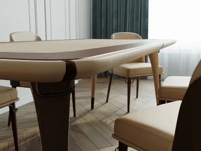 Melting Light table with chairs 3D model