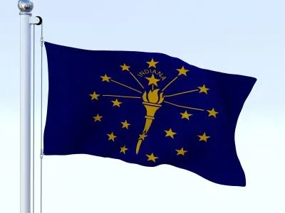 Animated Indiana Flag Low-poly 3D model