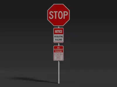 Stop Sign Low-poly 3D model get