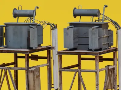 Electrical Transformer - Game Ready Asset Free low-poly 3D model