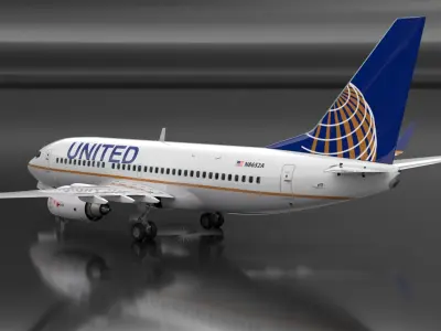  United Airlines Boeing 737-700 with Interior Rigged 