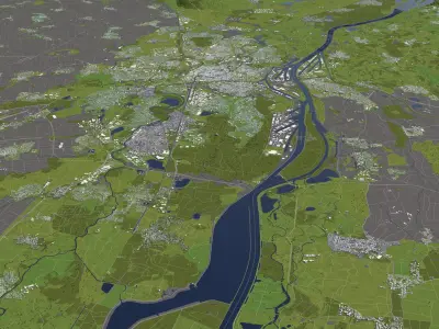 Strasbourg France 50x50km 3D City Map 3D model