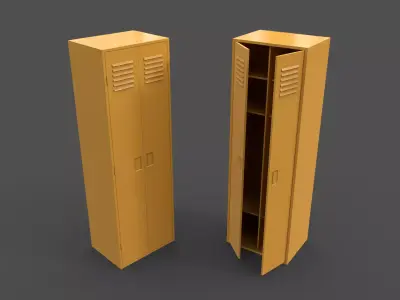 PBR School Gym Locker 09 - Yellow Low-poly 3D model
