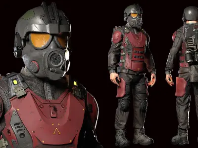 MODULAR SOLDIER FUTURE SCI FI GAME READY CHARACTER LOW POLY Low-poly 3D model