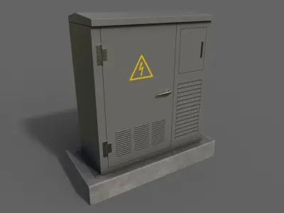 PBR Electric Box Grey Low-poly 3D model