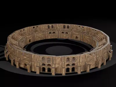 AAA Medieval Colosseum Wooden Arena 01 R Low-poly 3D model
