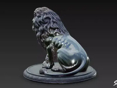 Lion Statue V36 Low-poly 3D model