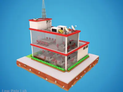 Cartoon City Office Low-poly 3D model