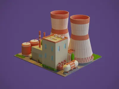Nuclear Power Plant Low-poly 3D model