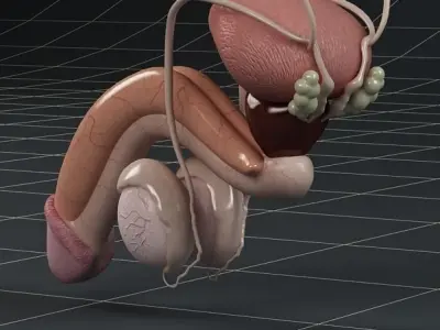 Anatomy male reproductive system and kidneys 3D model