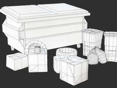 Urban Trash Pack Low-poly 3D model
