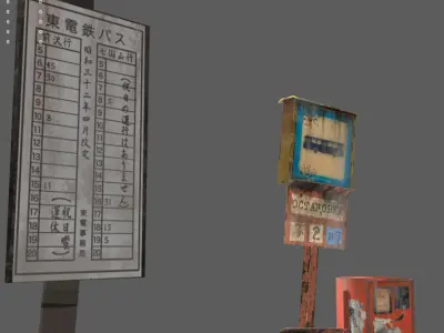 Highway signs Low-poly 3D model