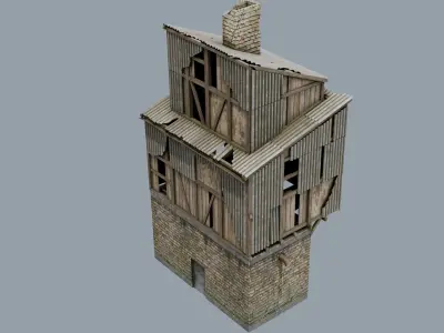 Abandoned Building Low-poly 3D model