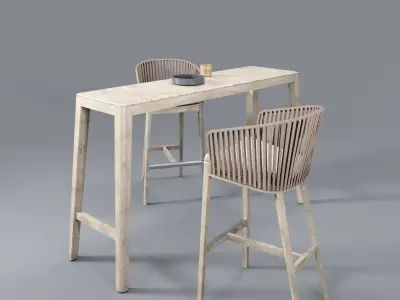 Mood bar chair and table 3D model