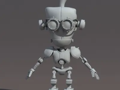 Cartoon Robot Riged Low-poly 3D model