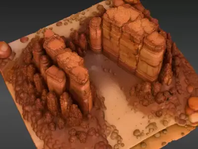 Desert Canyon Rock Background Scene 3D Model for Animation Low-poly 3D model