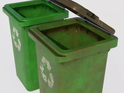 plastic dust bin with 4k pbr textures clean and dirty Low-poly 3D model