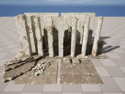 Concrete Damaged Vol 1 Low-poly 3D model