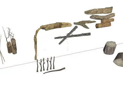 Natural Wooden Component Material Collection 3D model