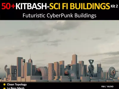 50 Kitbash Sci Fi Buildings kit 2 3D model