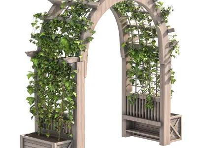 Wooden Garden Arbor 05 3D model