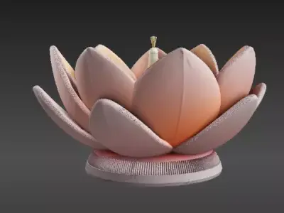 Flower Flame Tealight Holder 3D Print Model Floral Candle Stand Low-poly 3D model