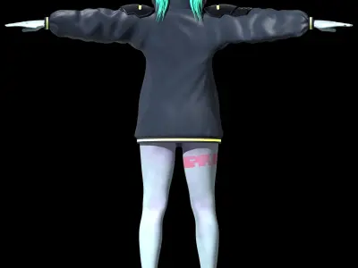 Cyberpunk Edrunners Rebecca T-pose 4K texture 3D model