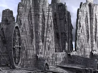 Sci-Fi City dystopia City Ruin High Tech Kit bash 5 3D model
