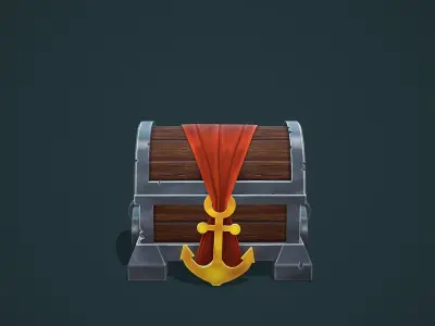 Stylized pirate chest Low-poly 3D model