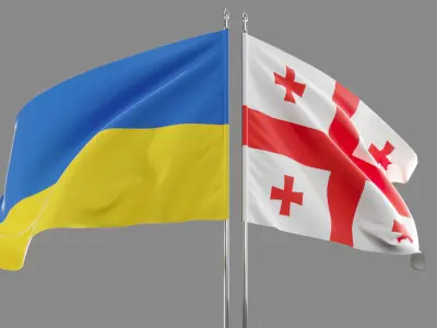 Flag Georgia Ukraine Support 3D model