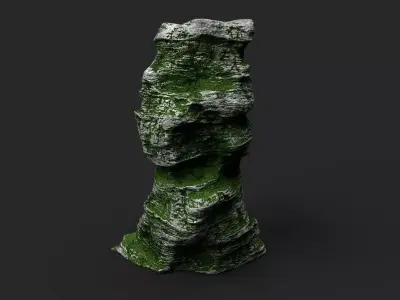 Mossy Cliff Rock 23-1 Low-poly 3D model