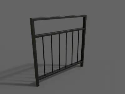 PBR Pedestrian Guard Rail Black V4 Low-poly 3D model