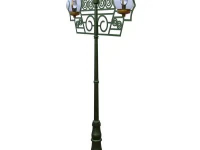 Green Oriental Street Lamp Lantern Low Poly PBR Game Ready Low-poly 3D model