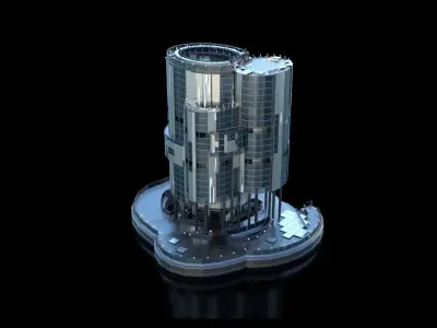 Futuristic Future Modern City Building Skyscraper 14 3D model