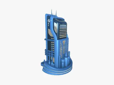 SciFi Building A03 Blue - Sci Fi Exterior Design Low-poly 3D model