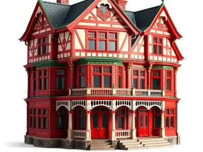 Victorian Red House model pack Low-poly 3D model