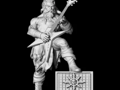 Dimebag statue of man holding guitar 3D print model