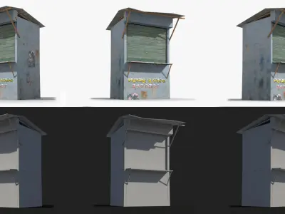 12 Slum elements Collection Low-poly 3D model