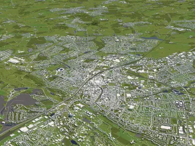 Bielefeld Germany 50x50km 3D City Map 3D model