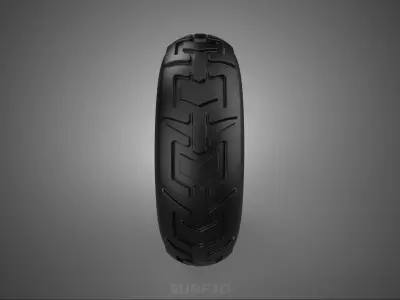 METALLIC RED THREE SPOKE TREAD TIRE RIM CART WHEELBARROW RUBBER 3D model